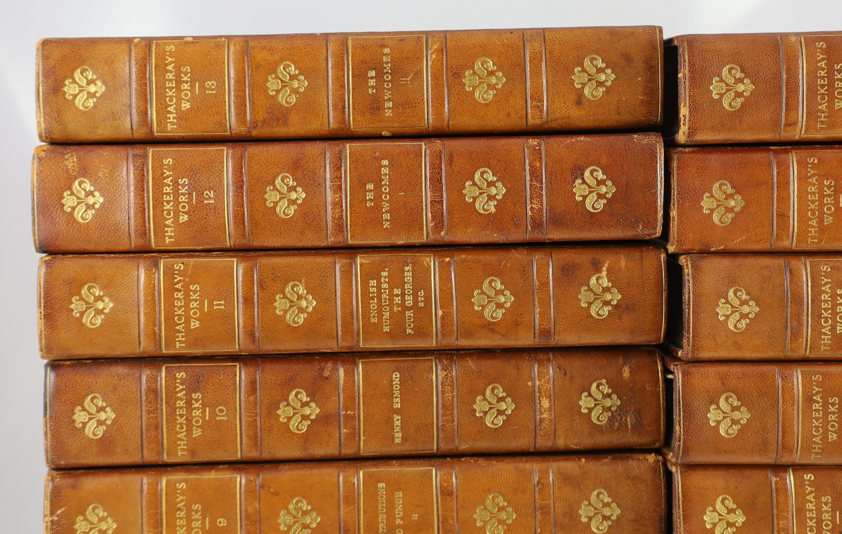 Thackeray, William Makepeace - The Centenary Biographical Edition, 26 vols. with biographical introductions by his daughter, Lady Ritchie. num. engraved plates and text illus.; earlier 20th century gilt ruled half morocc